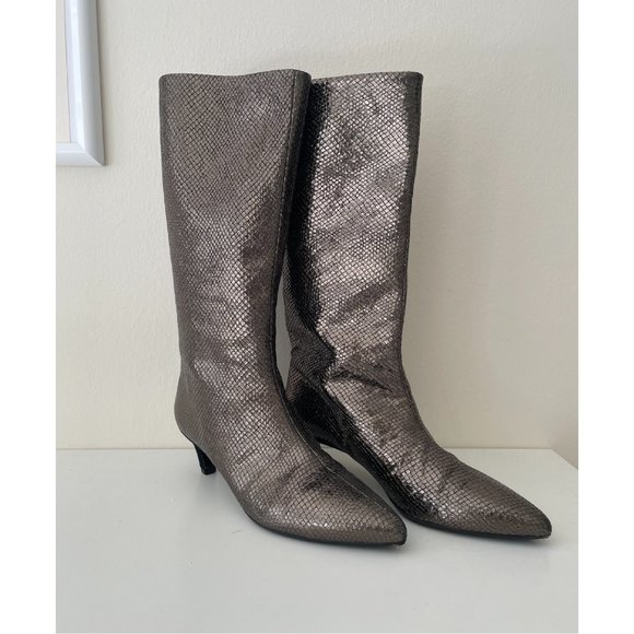 FABI KNEE HIGH METALLIC BOOTS - GREAT CONDITION - SIZE 39 - Picture 4 of 8